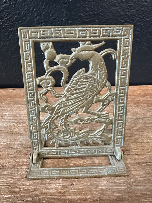 Vintage Brass Phoenix Bookend