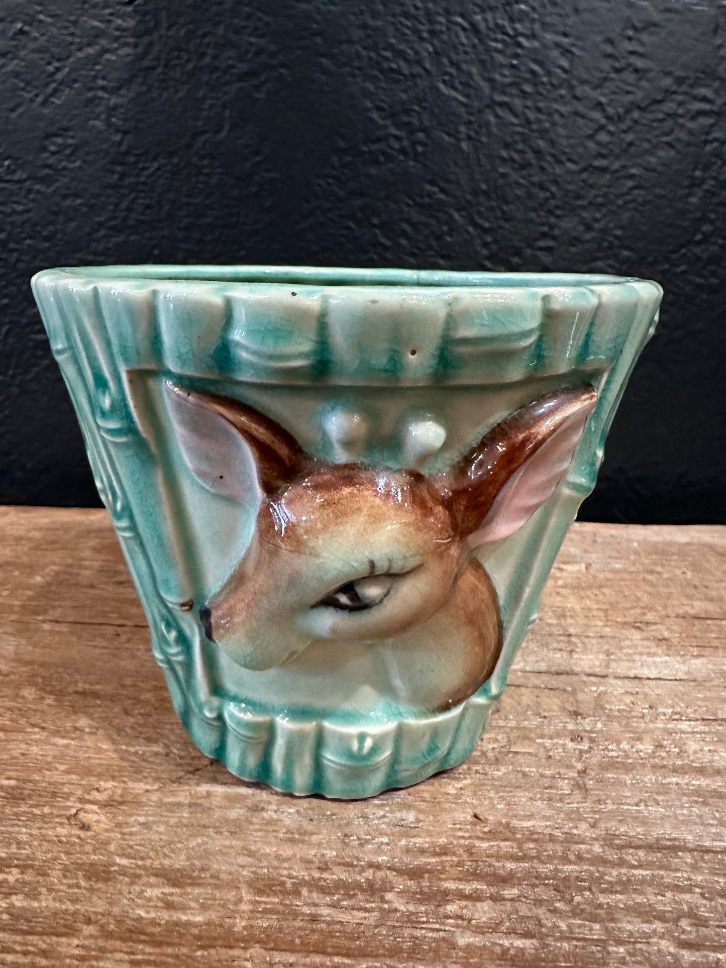 Vintage Turquoise Deer Planter