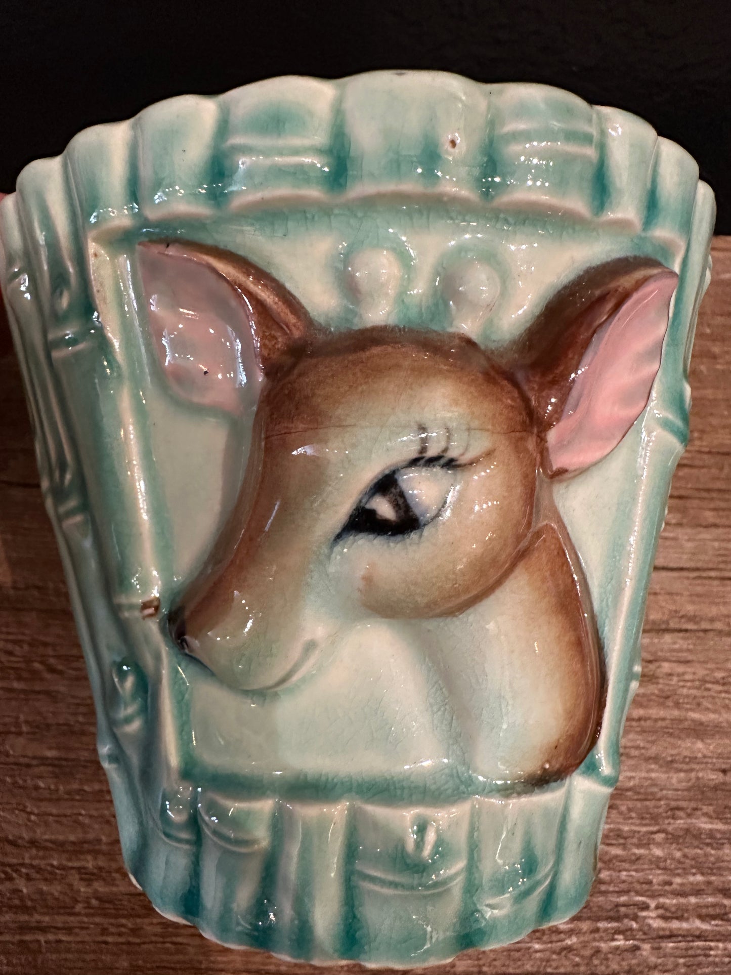 Vintage Turquoise Deer Planter