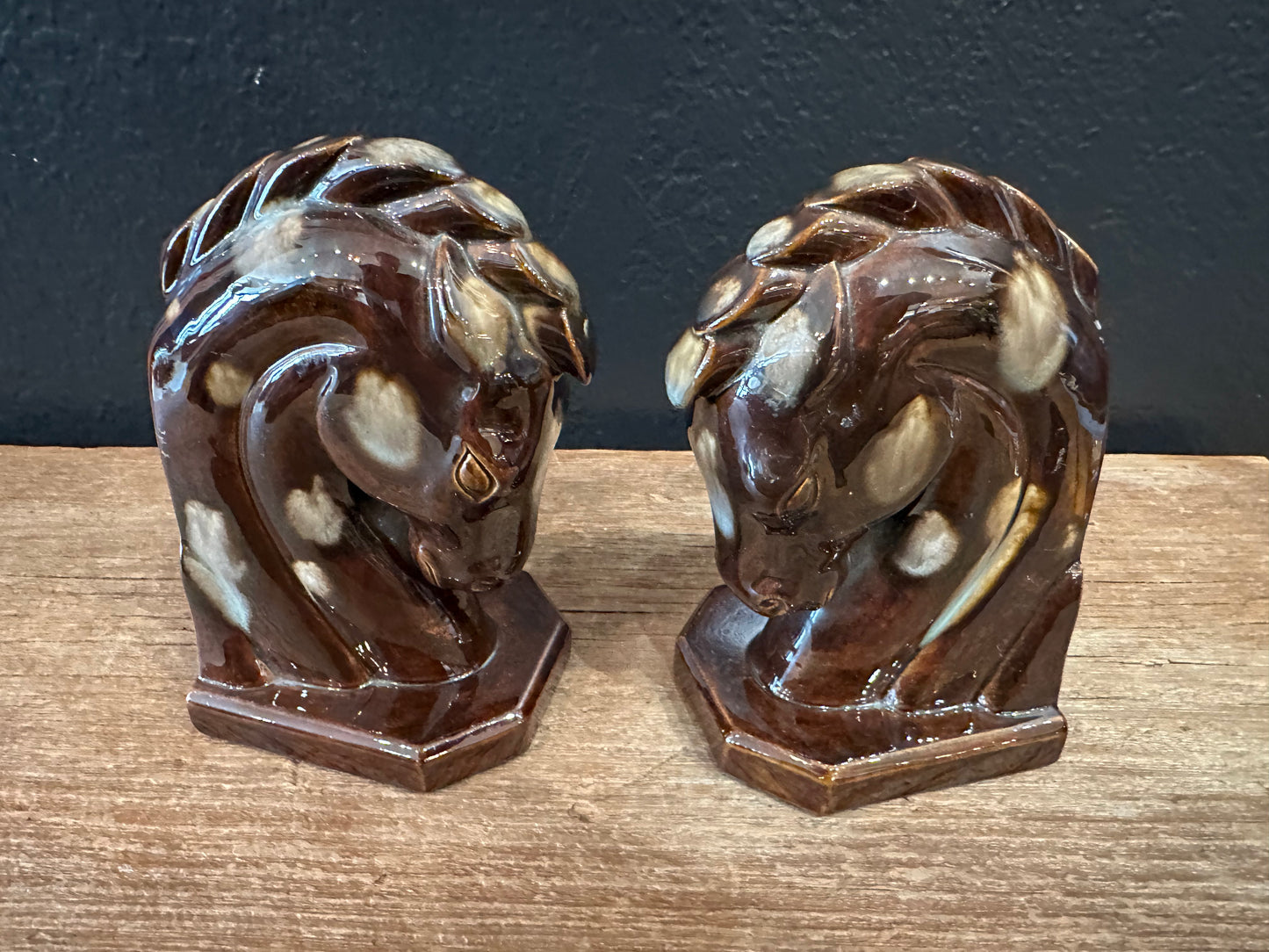 MCM Ceramic Horse Bookends