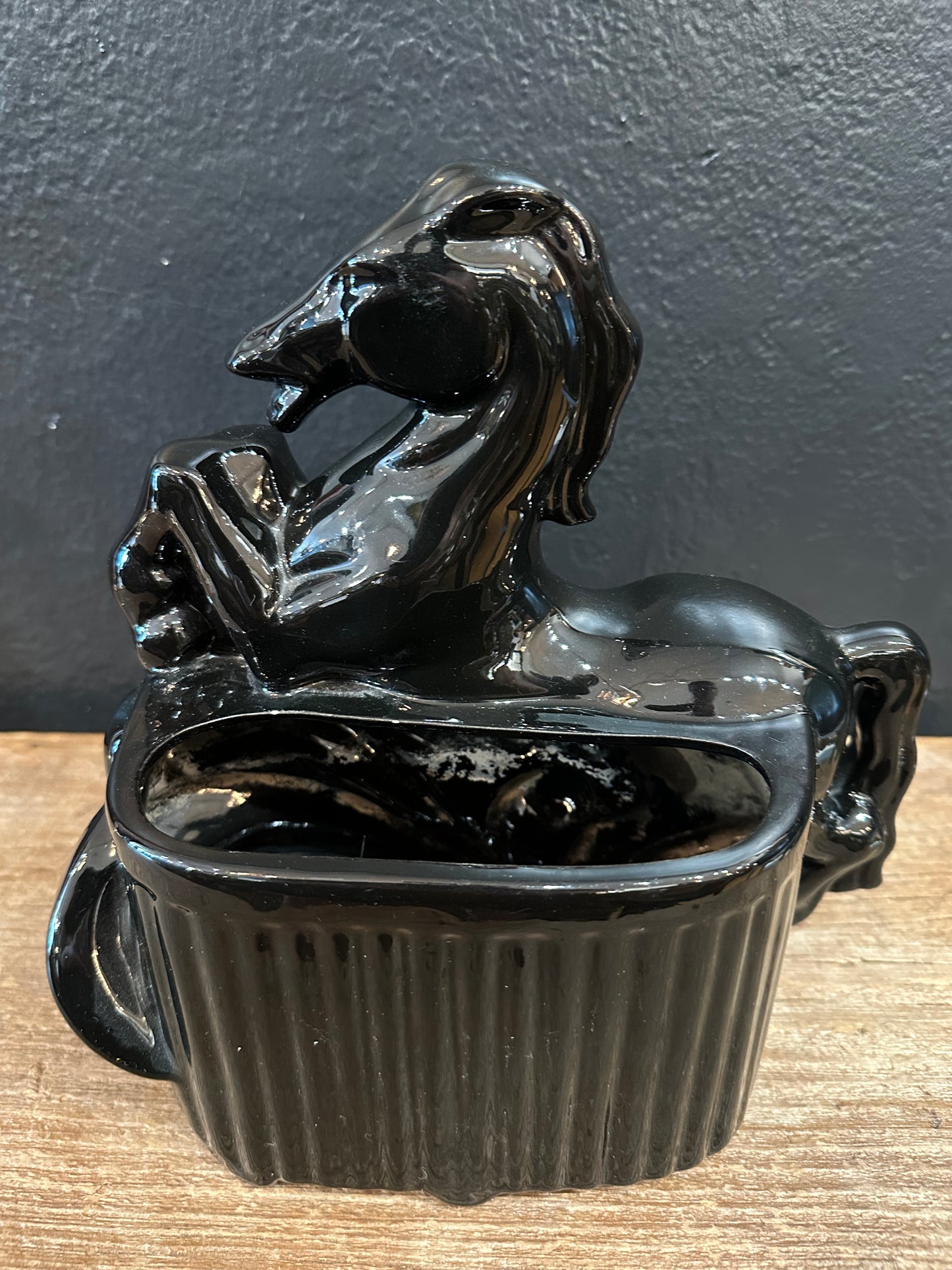 MCM Black Stallion Horse Planter