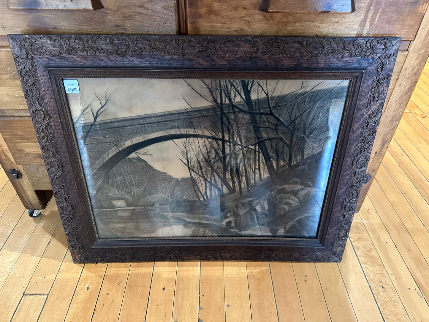 Framed Antique Chalk Art