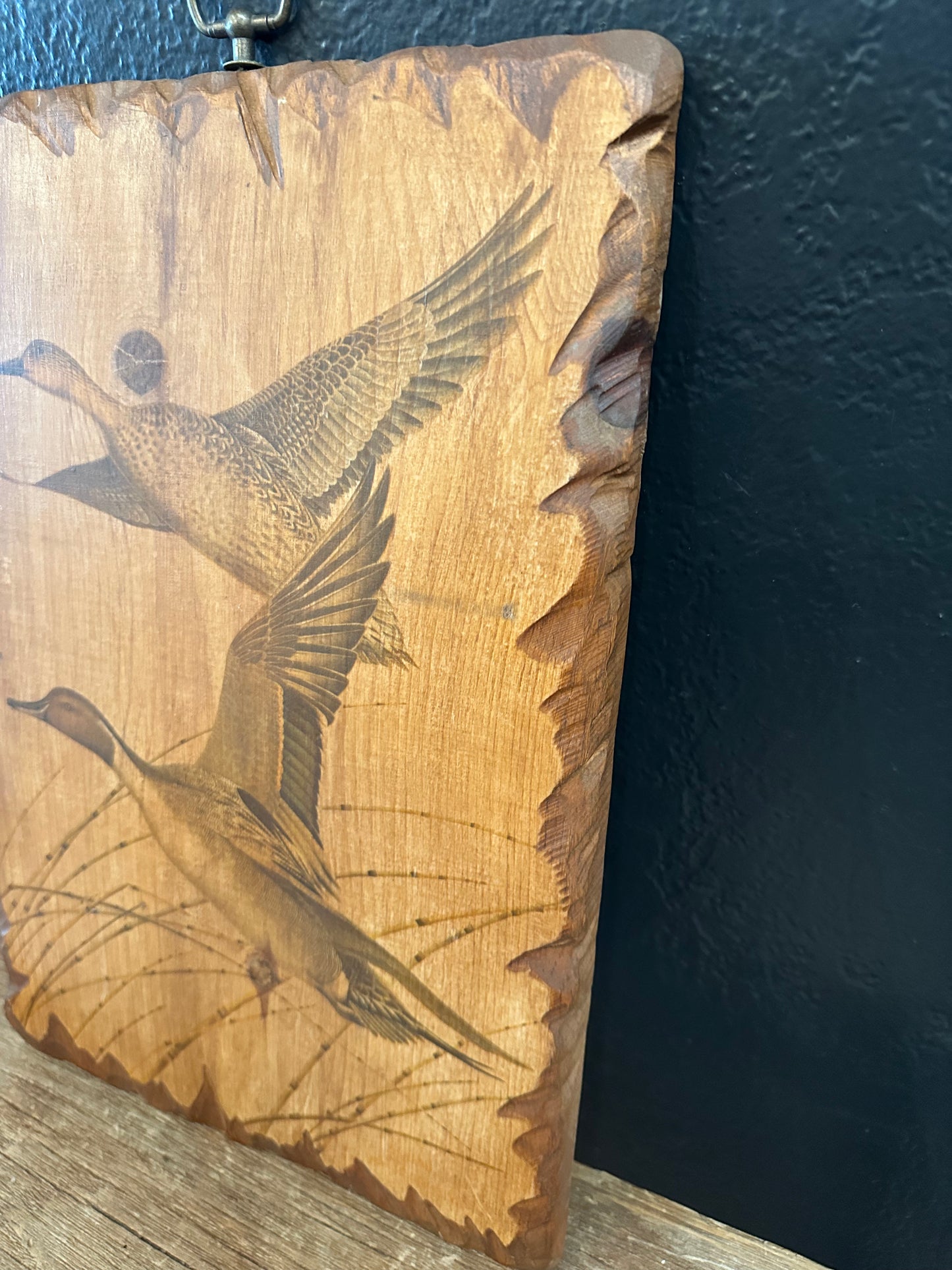 Rustic Wood Burned Duck Art