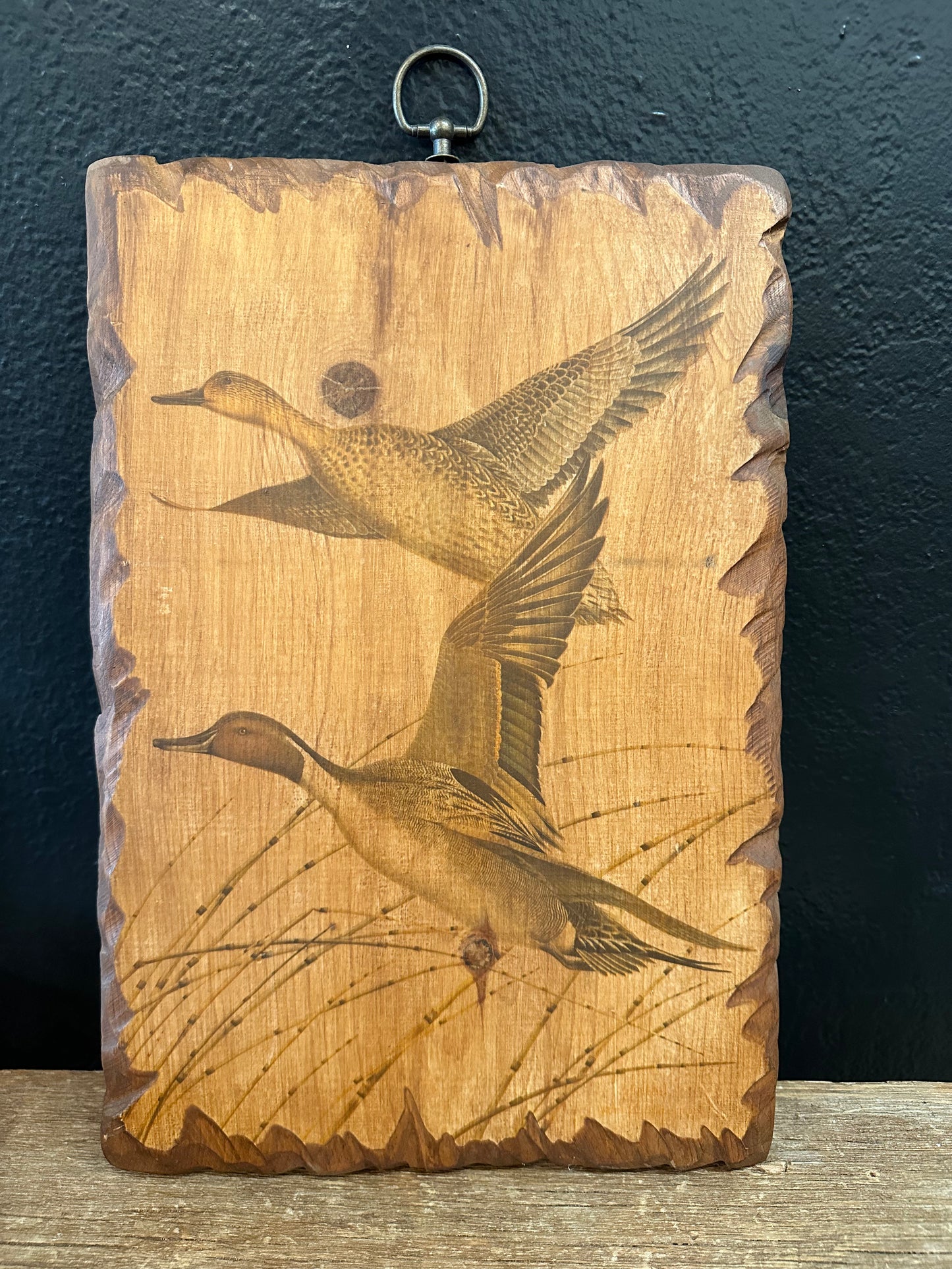 Rustic Wood Burned Duck Art