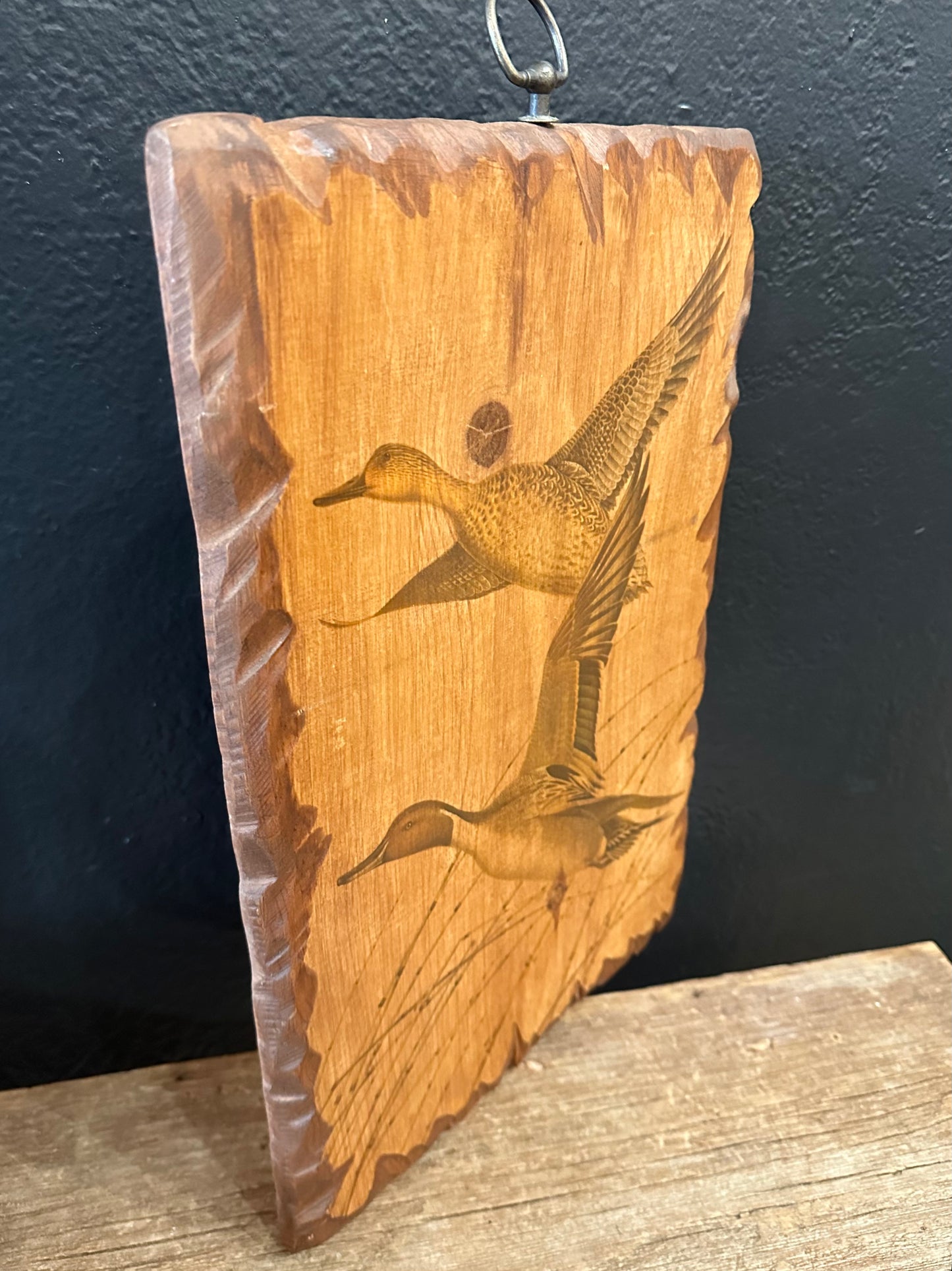 Rustic Wood Burned Duck Art