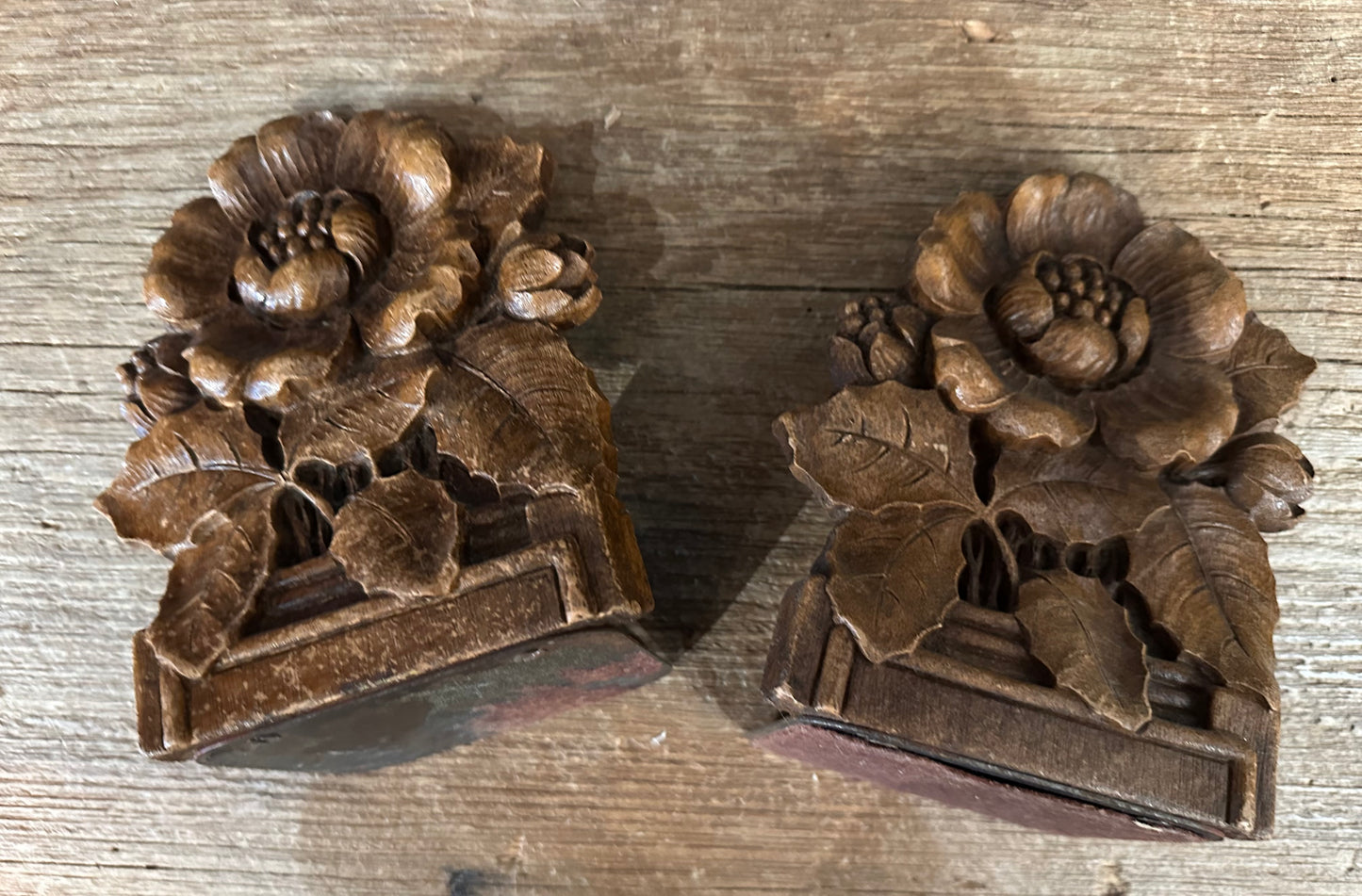 MCM Floral Faux Wood Bookends