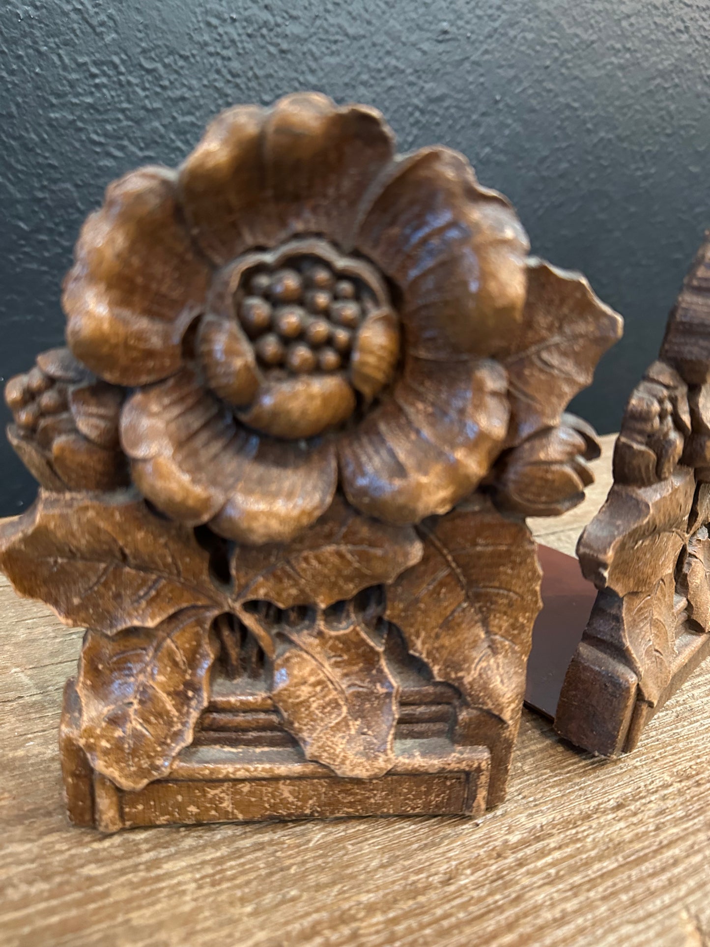 MCM Floral Faux Wood Bookends