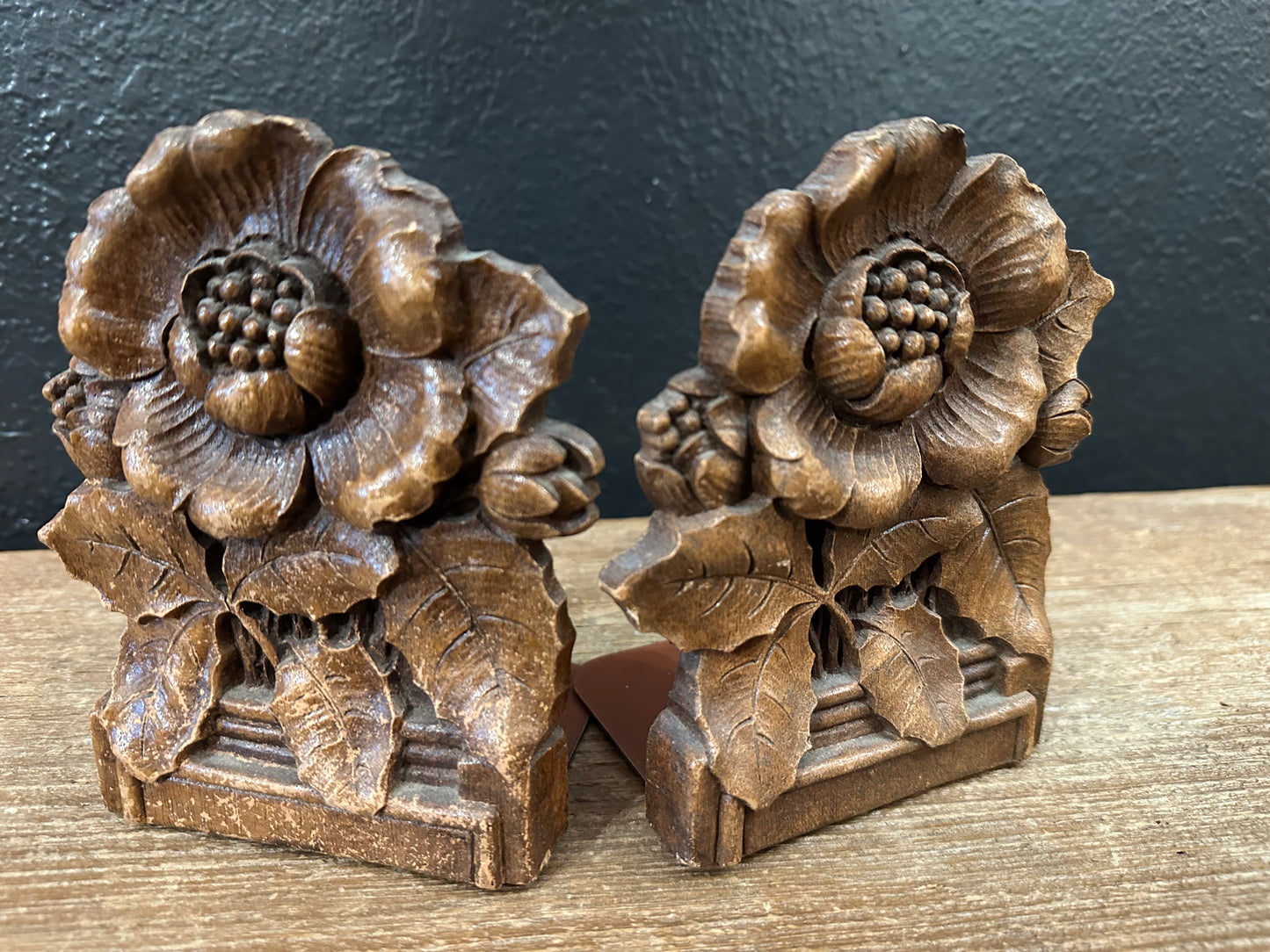 MCM Floral Faux Wood Bookends