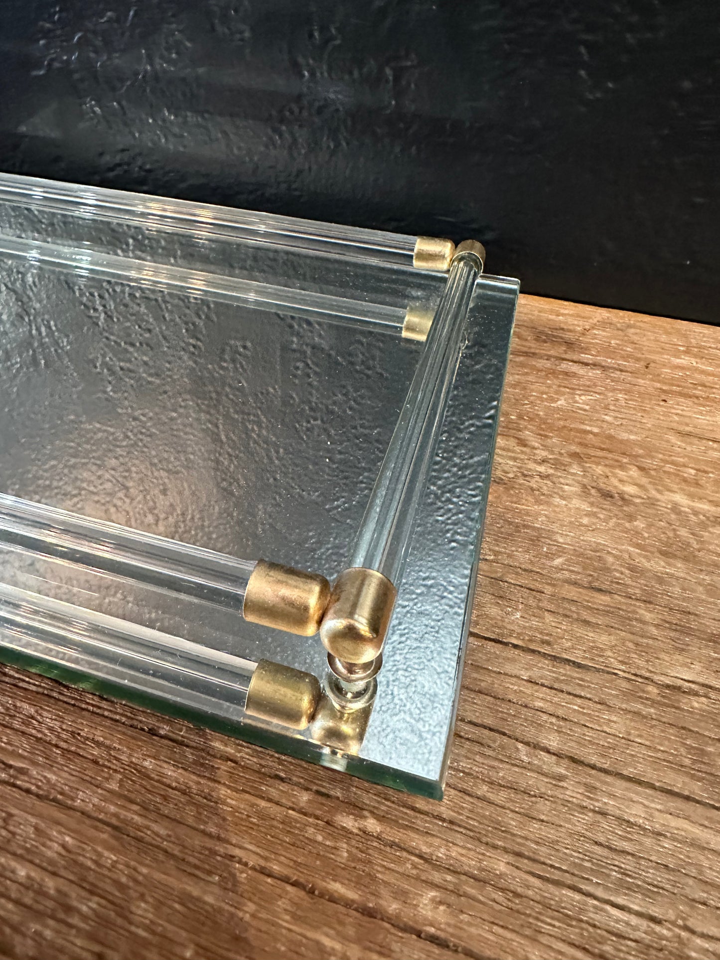 Vintage Mirrored Tray | Brass Accents