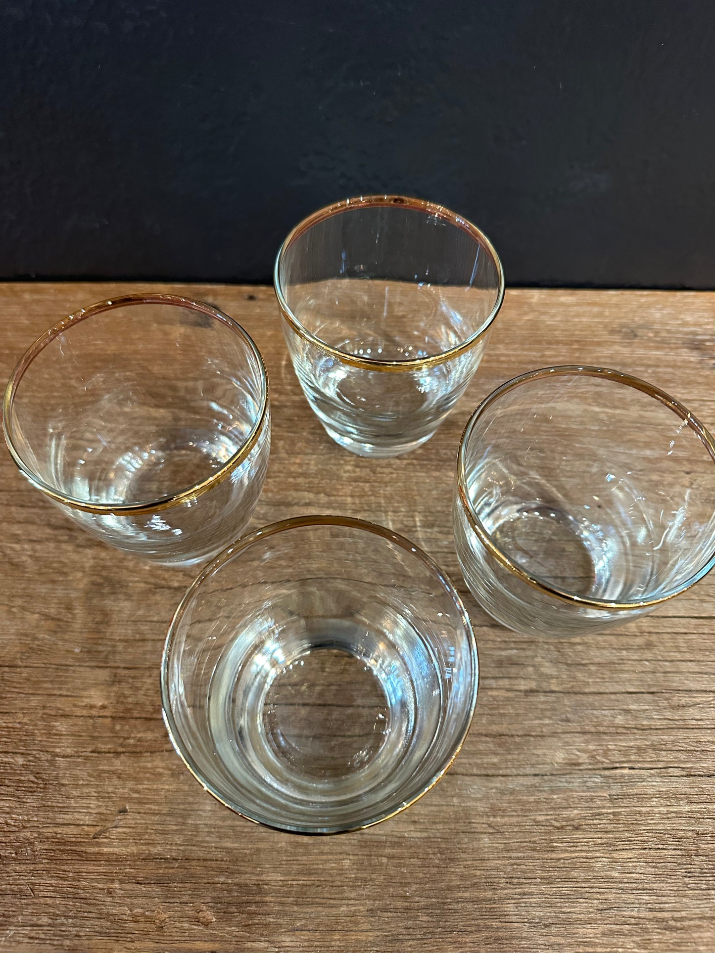 Vintage Libbey Rocks Glasses | Gold Trim | Set Of Four