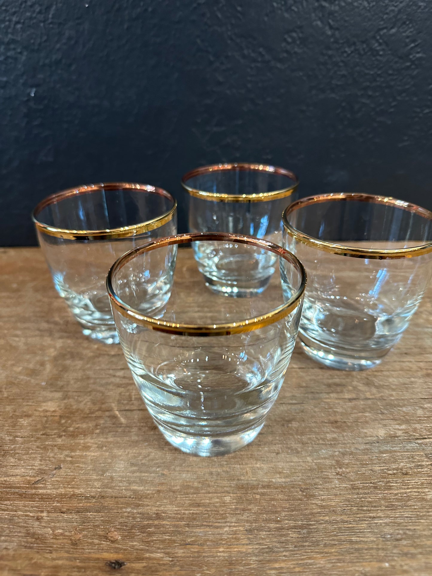 Vintage Libbey Rocks Glasses | Gold Trim | Set Of Four