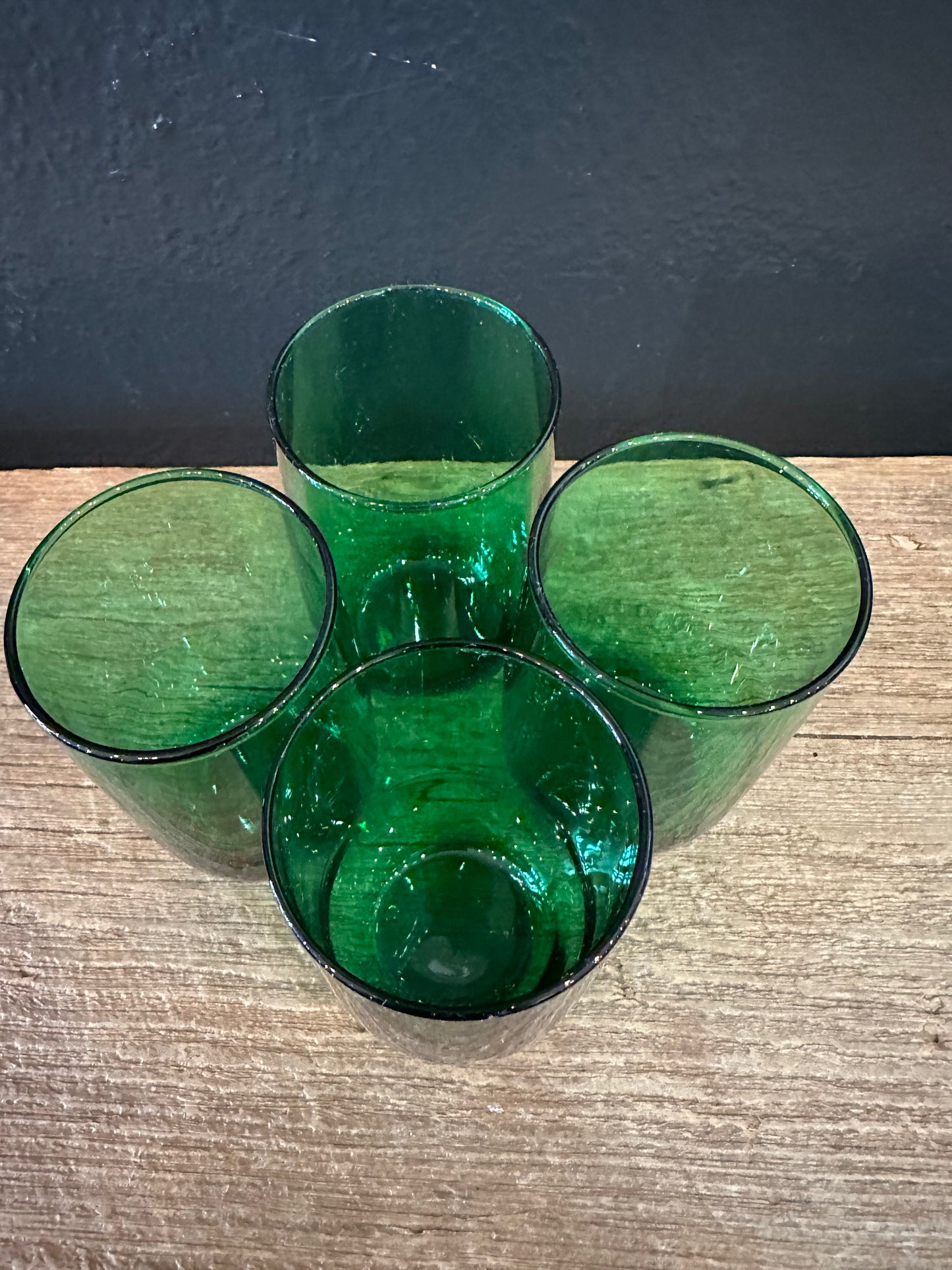 Vintage MCM Green Glass Tumblers | Set Of 4