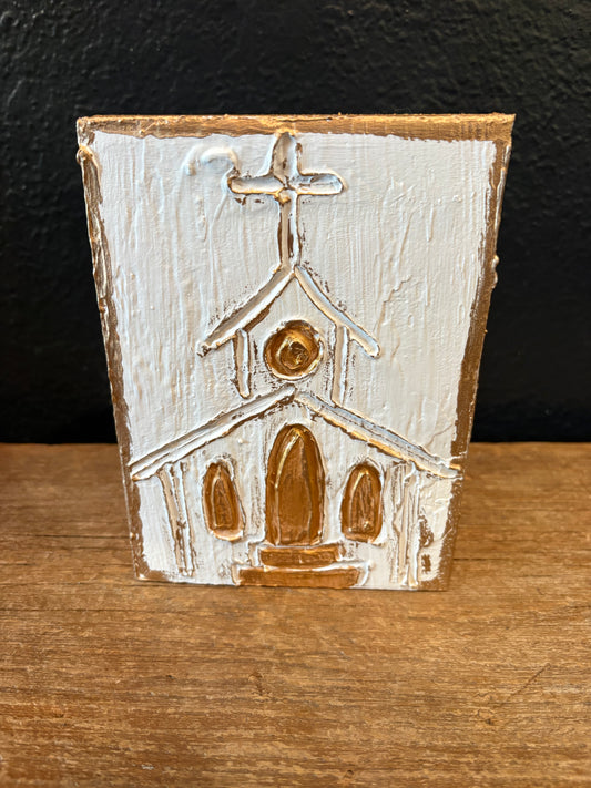 Hand Painted Church Wood Block