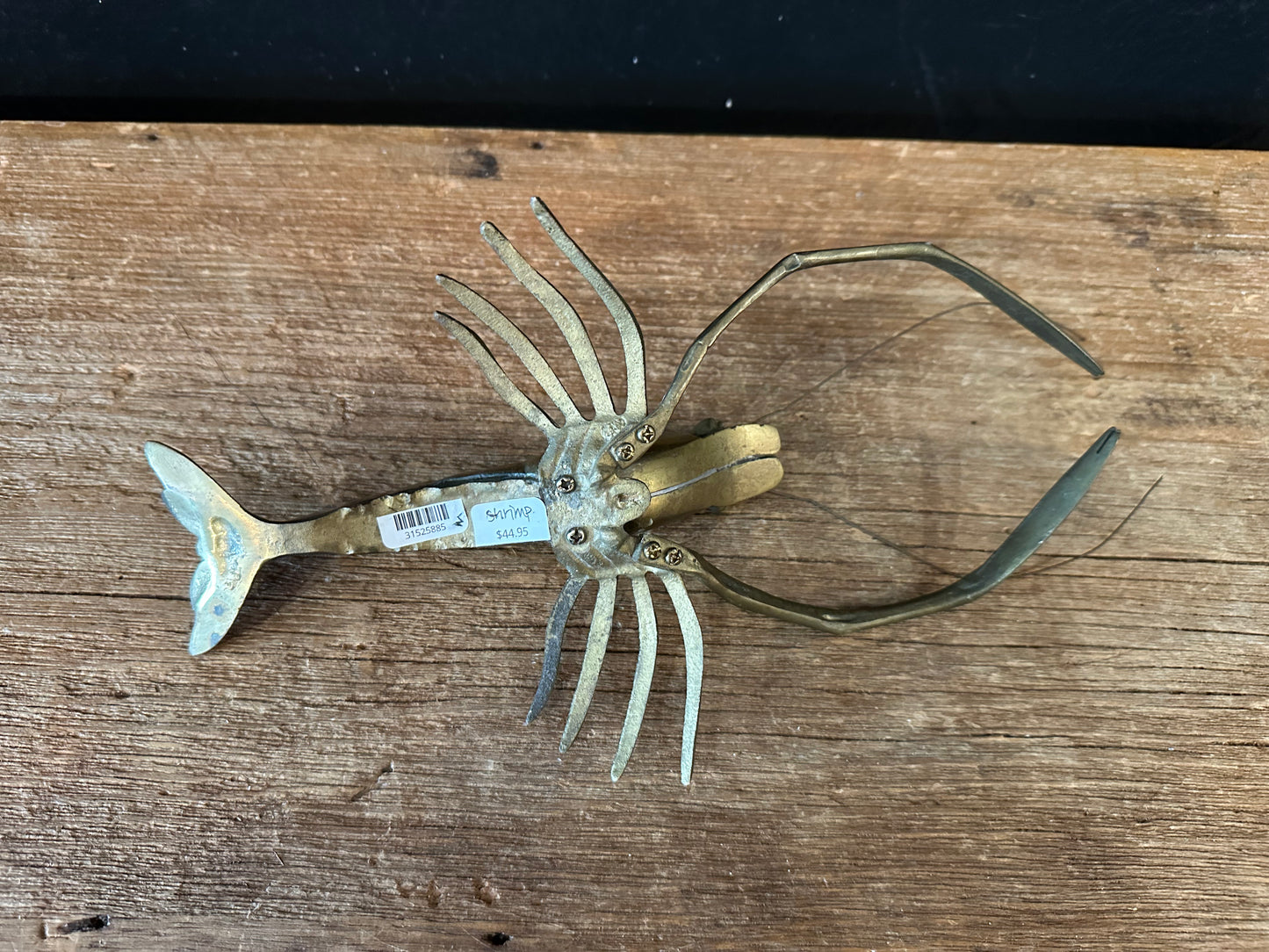 Vintage Brass Shrimp Figurine