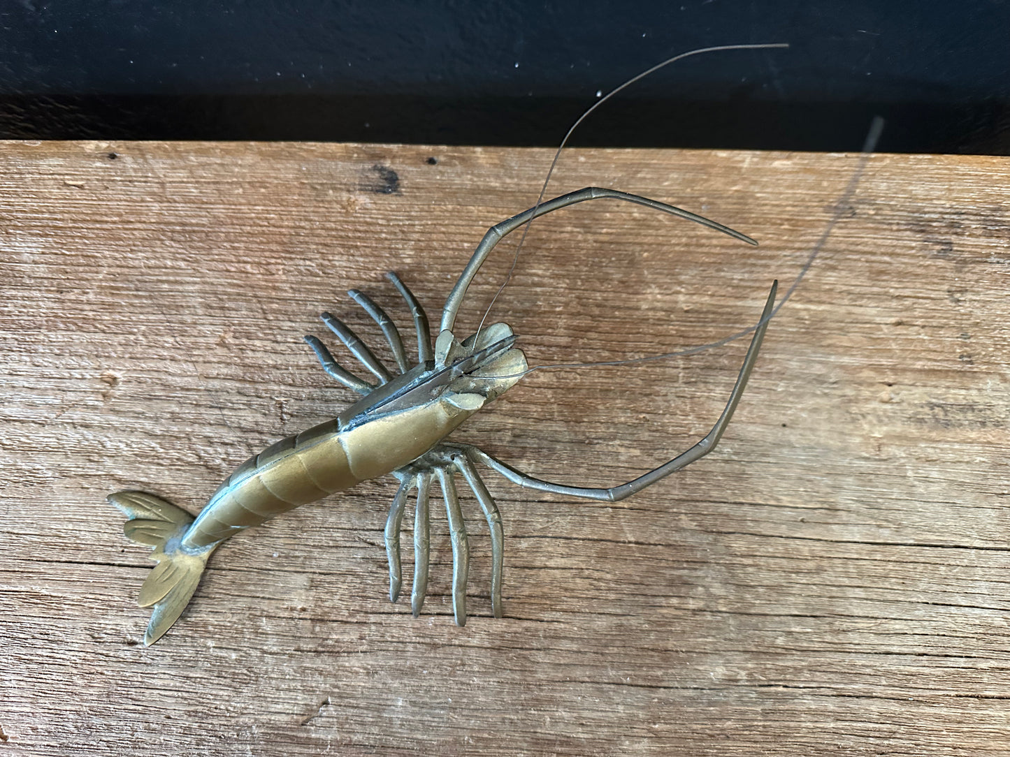 Vintage Brass Shrimp Figurine