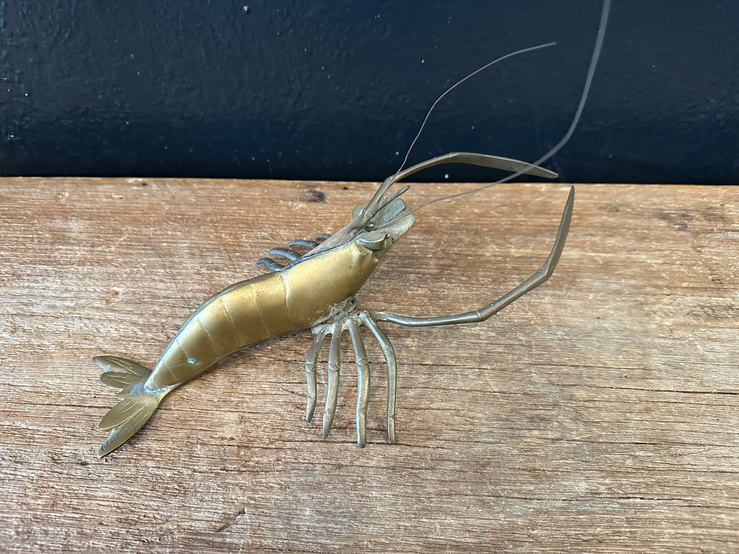 Vintage Brass Shrimp Figurine