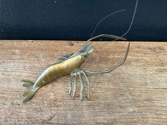 Vintage Brass Shrimp Figurine