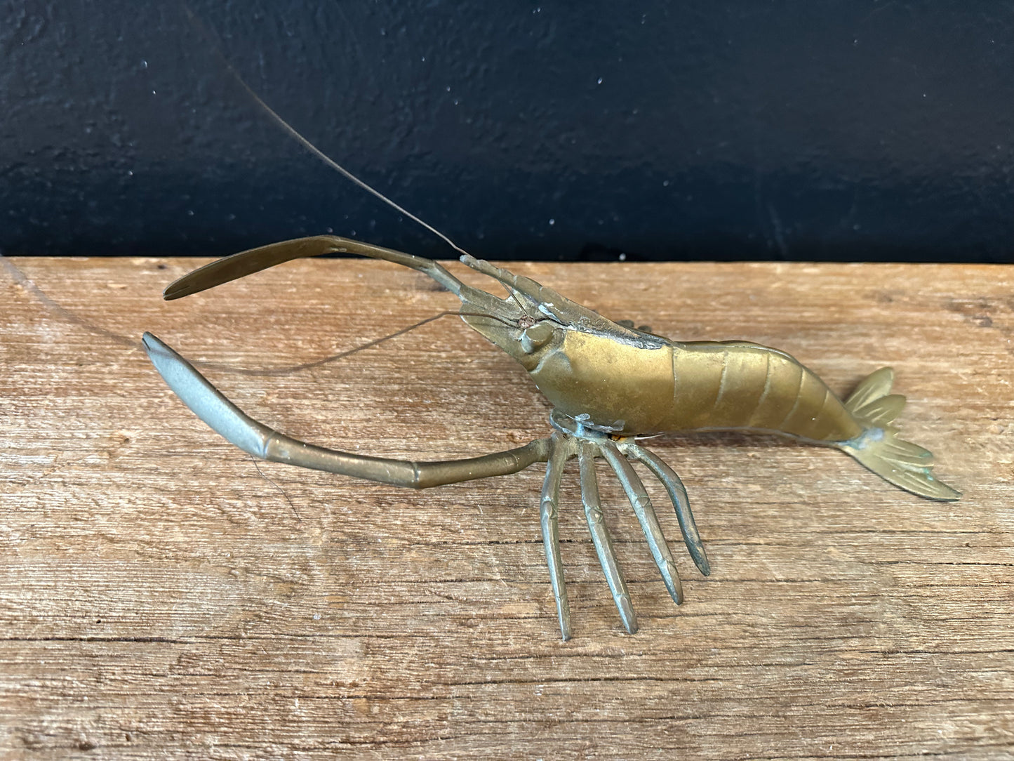 Vintage Brass Shrimp Figurine
