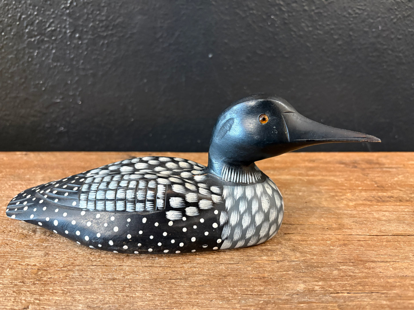 Vintage Hand Painted Wood Loon