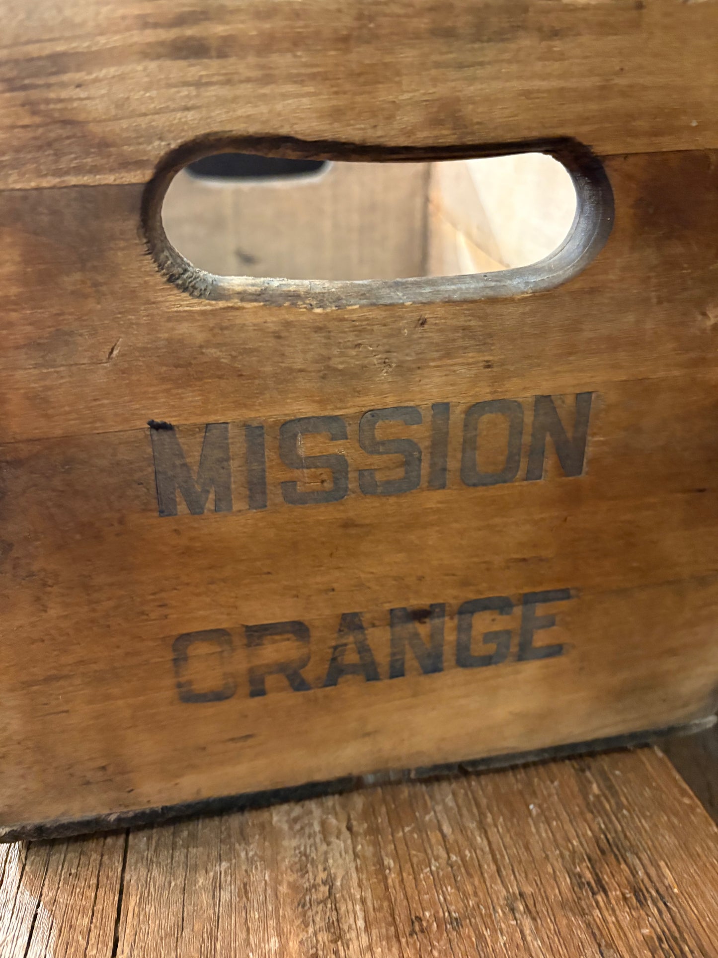 Vintage Mission Orange Wood Crate