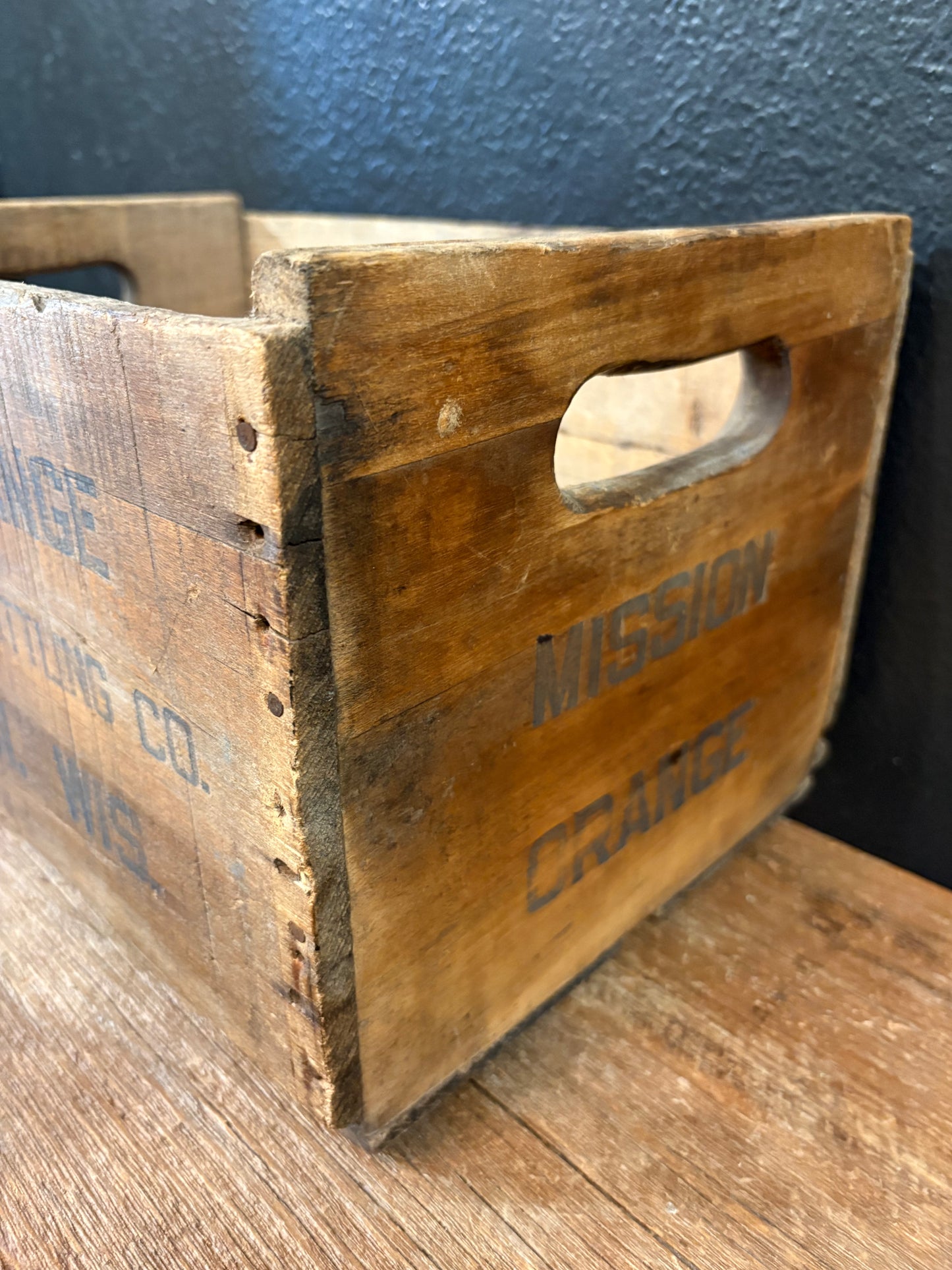 Vintage Mission Orange Wood Crate