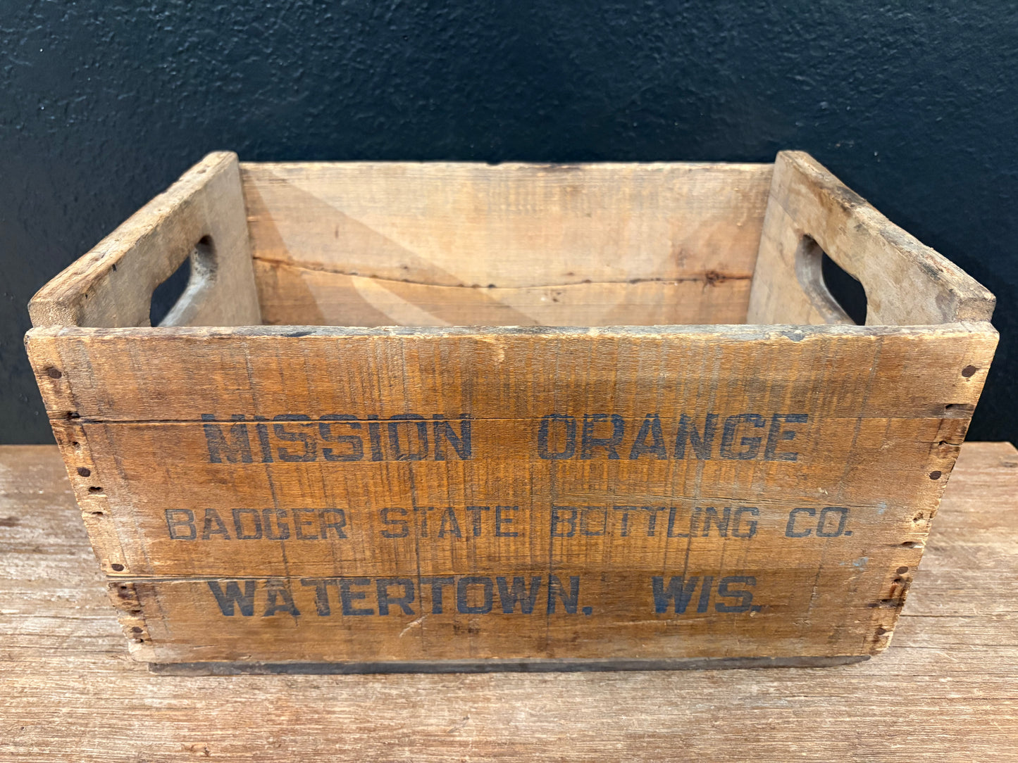 Vintage Mission Orange Wood Crate