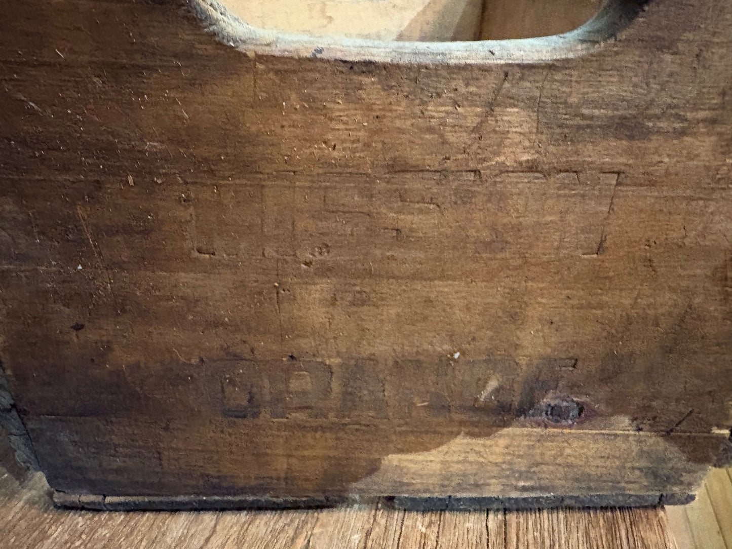Vintage Mission Orange Wood Crate