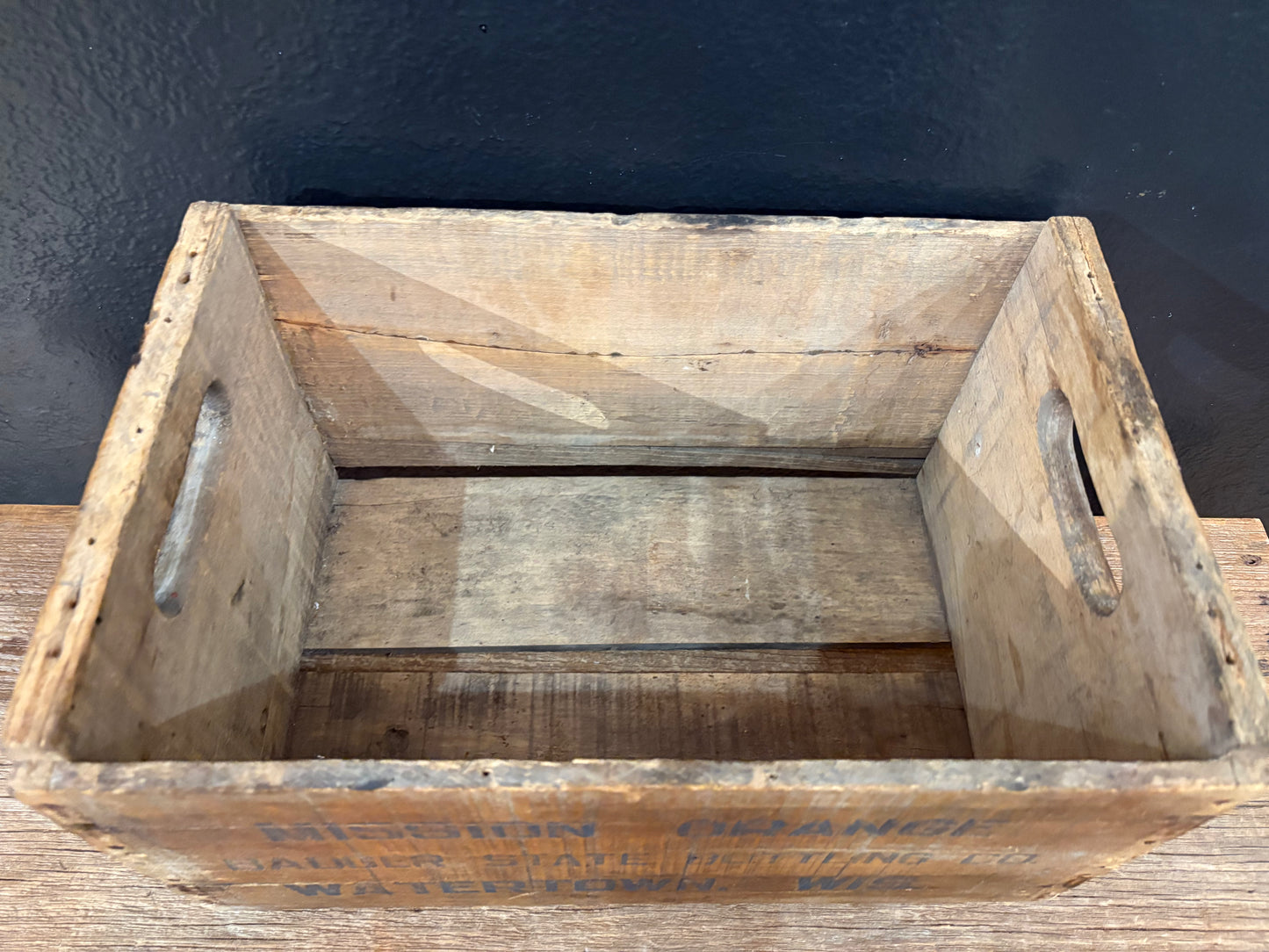 Vintage Mission Orange Wood Crate