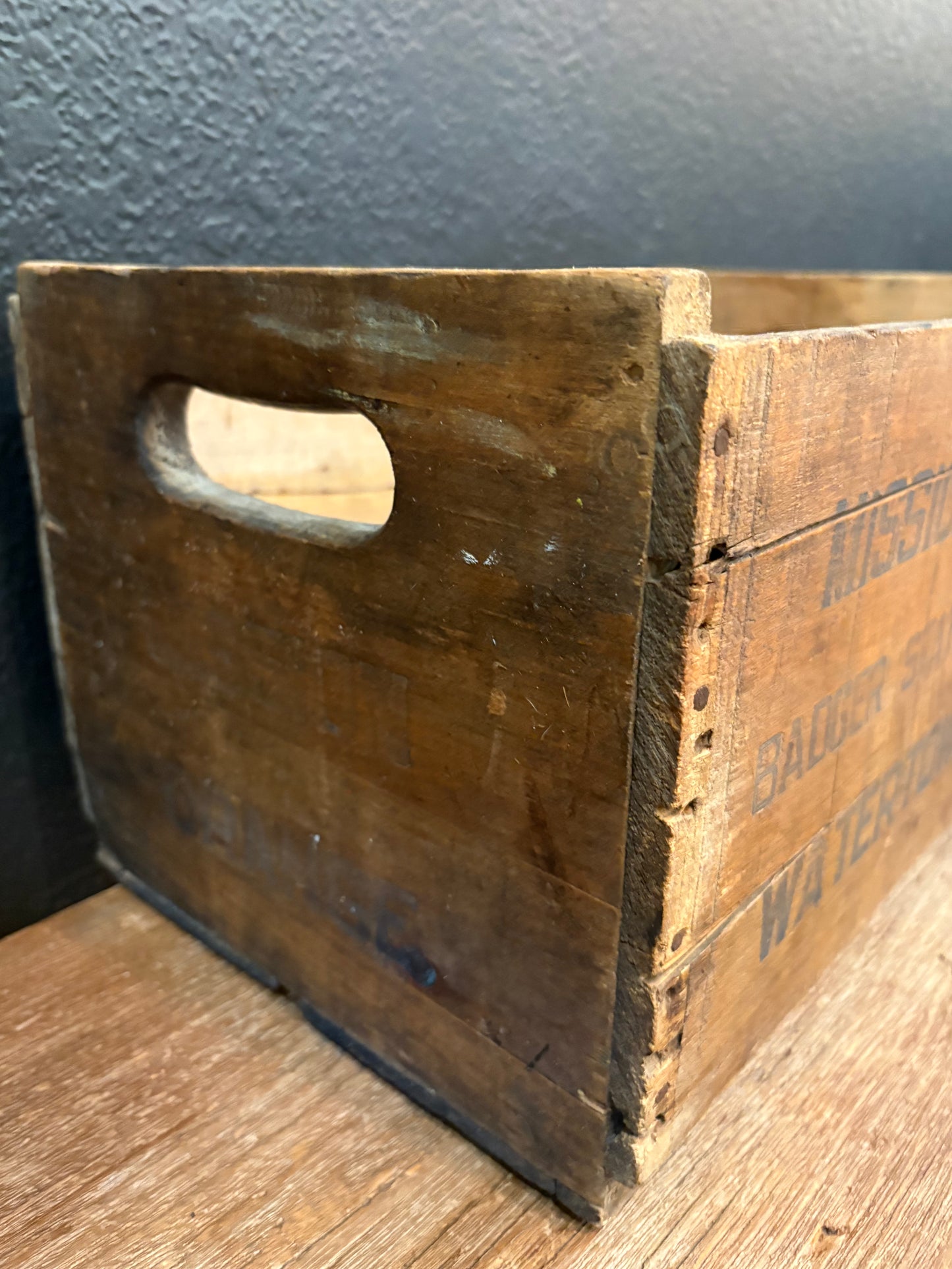 Vintage Mission Orange Wood Crate