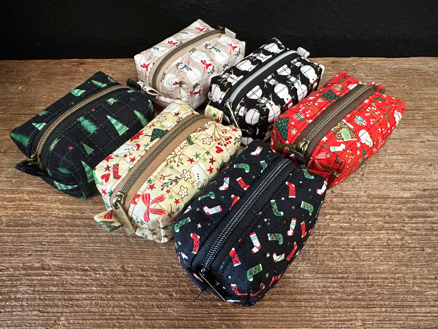Hand Sewn Holiday Zippered Pouches