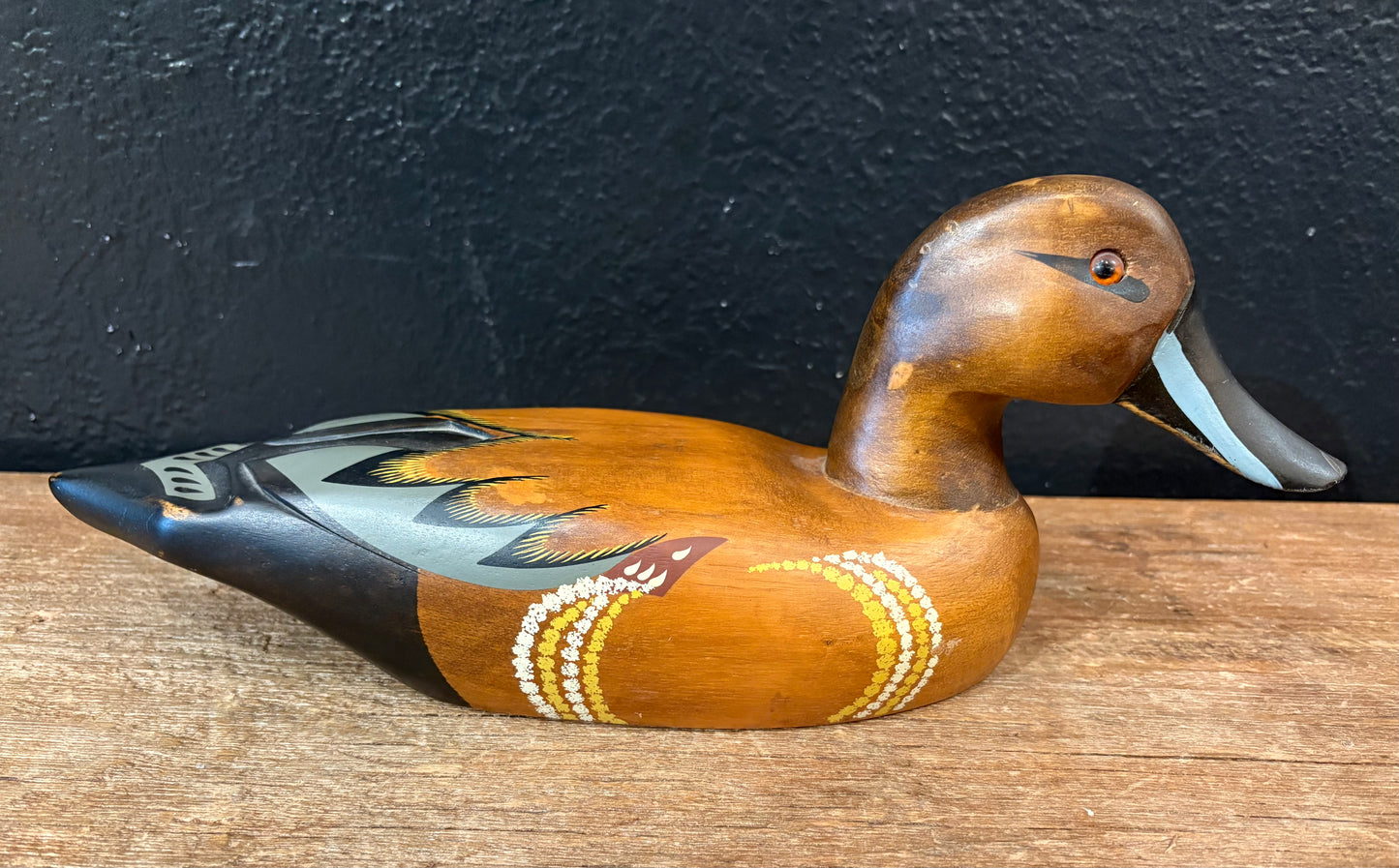 Hand Painted Wooden Duck | Black Beak