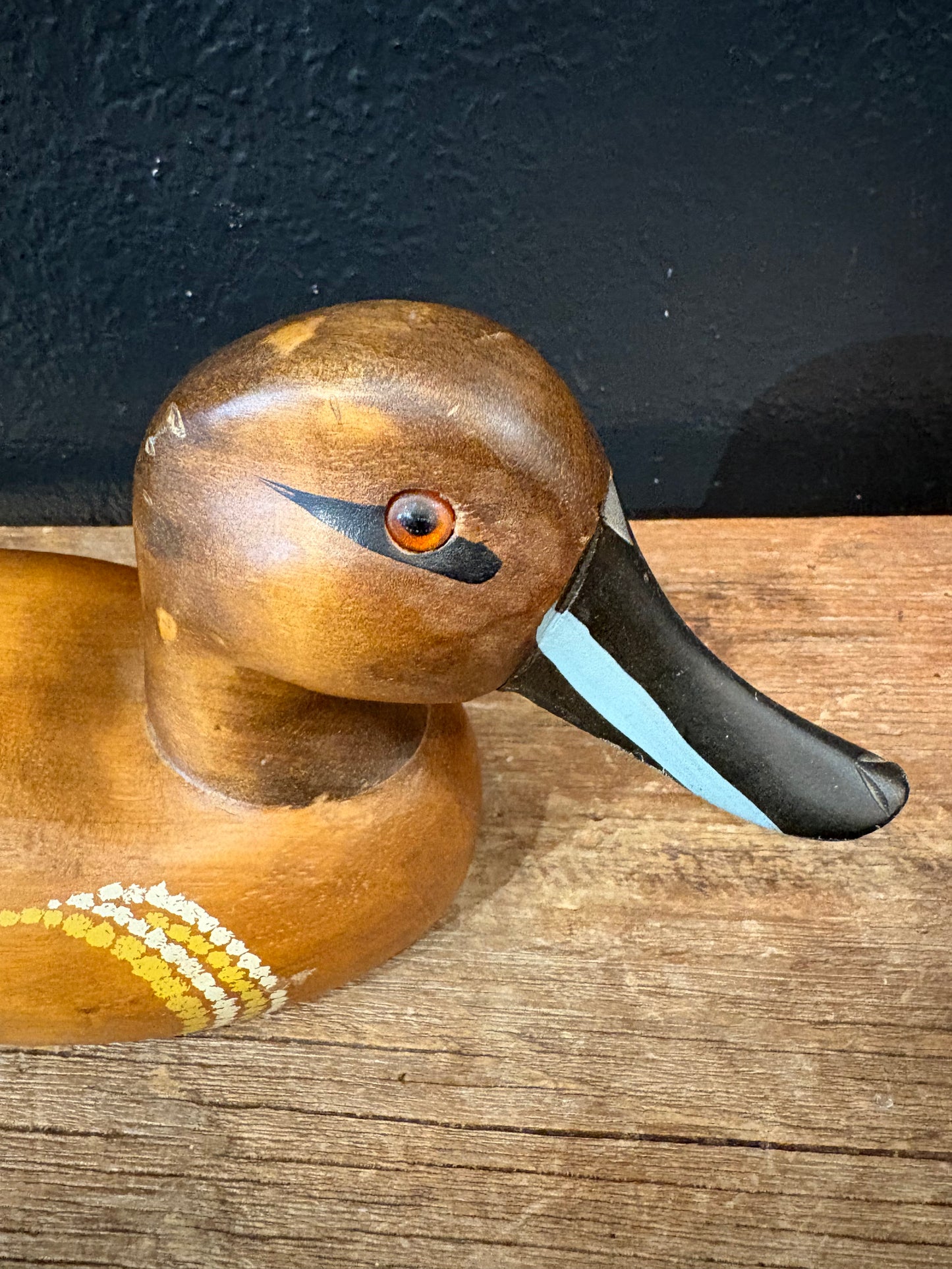 Hand Painted Wooden Duck | Black Beak