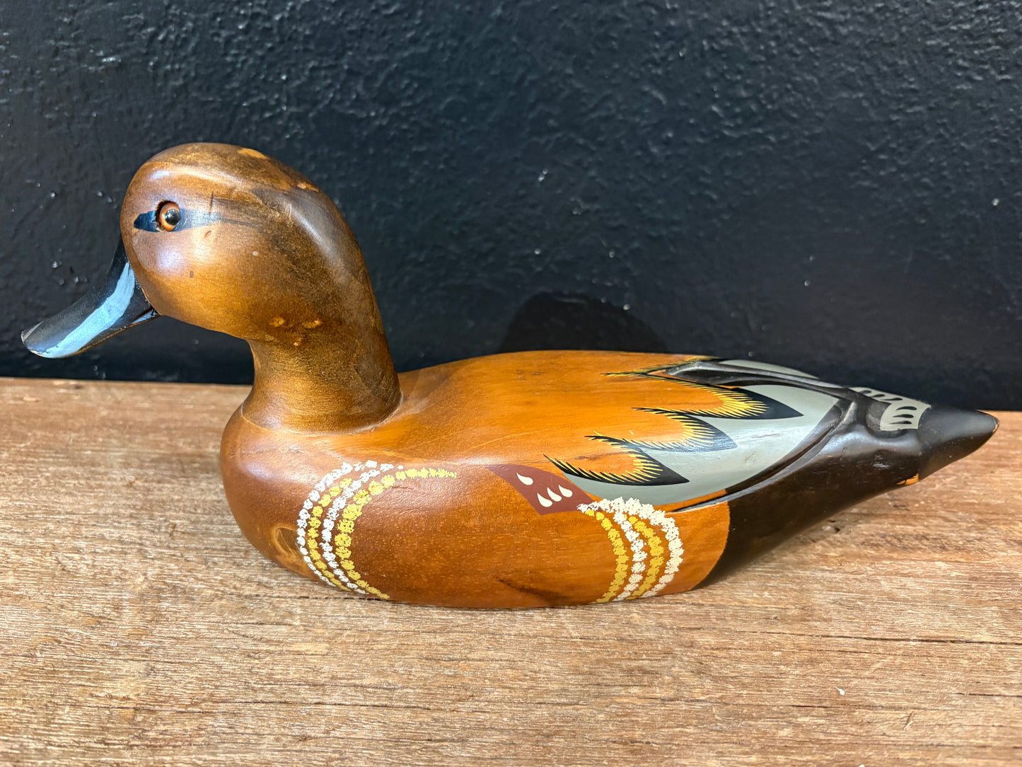 Hand Painted Wooden Duck | Black Beak