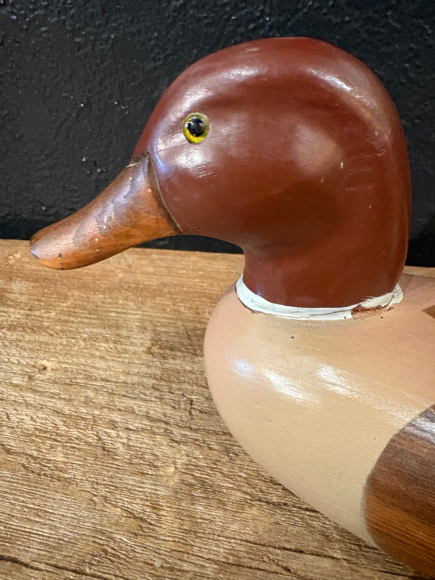 Vintage Wooden Duck | Brown Head