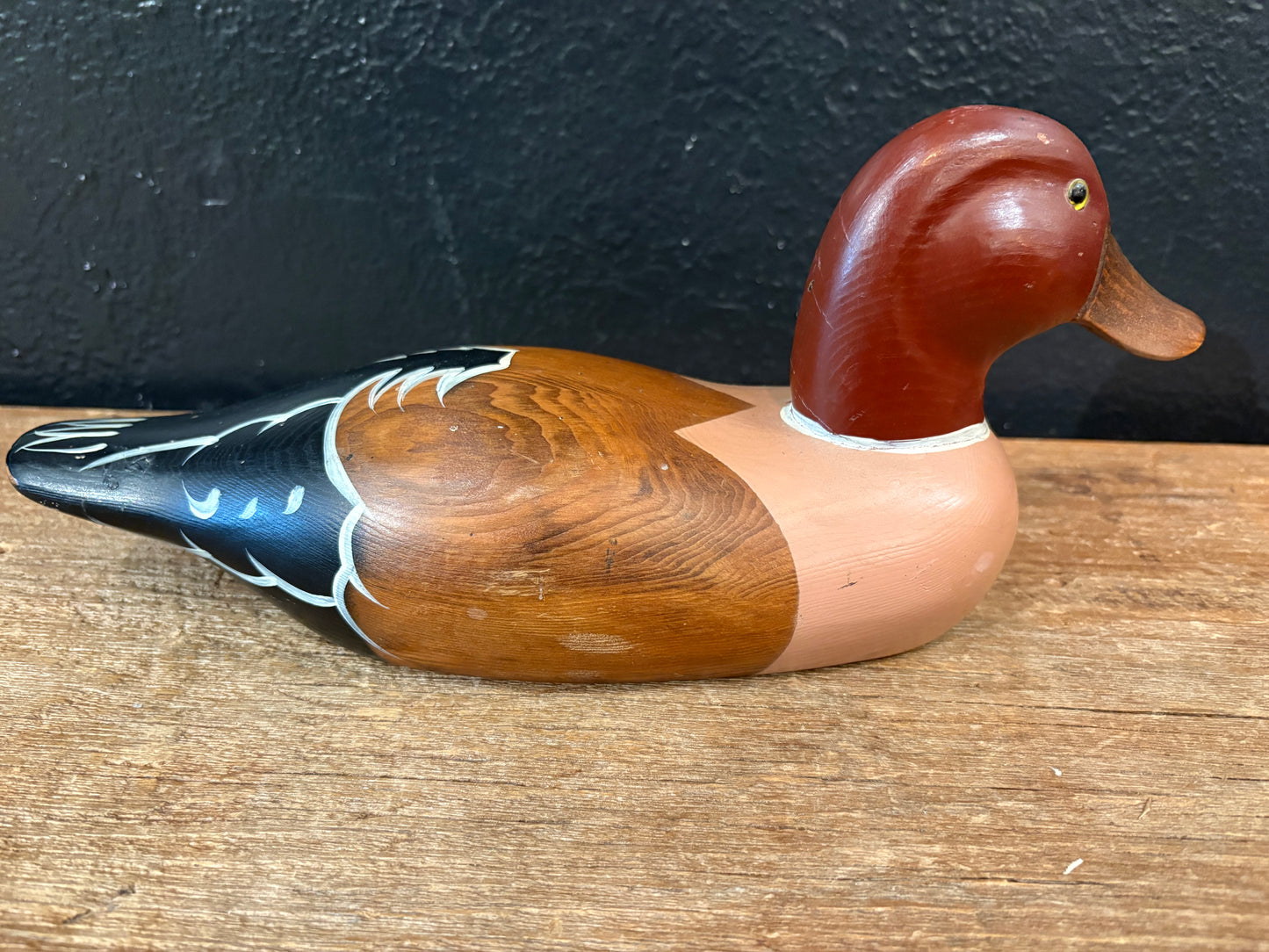 Vintage Wooden Duck | Brown Head