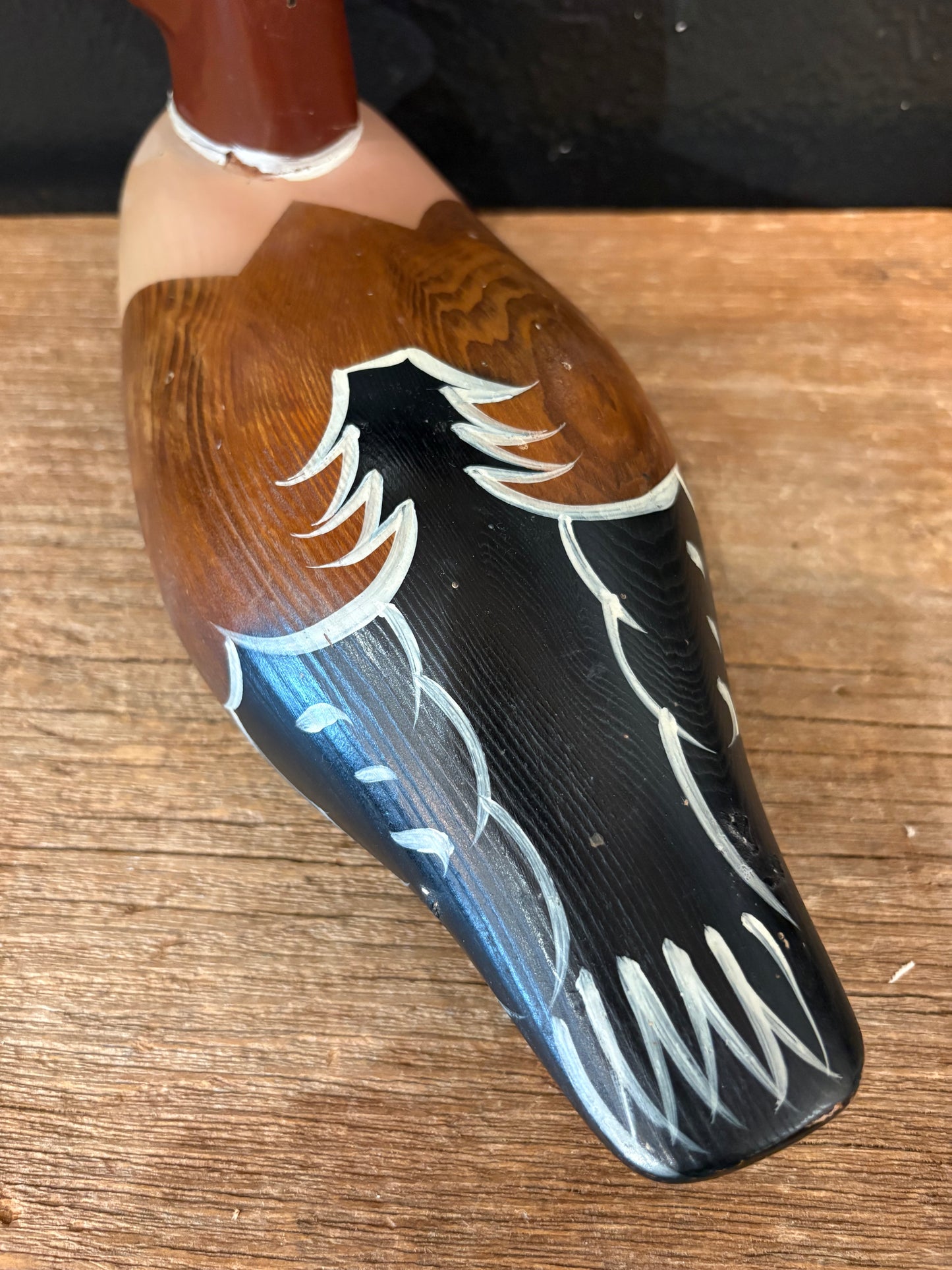 Vintage Wooden Duck | Brown Head