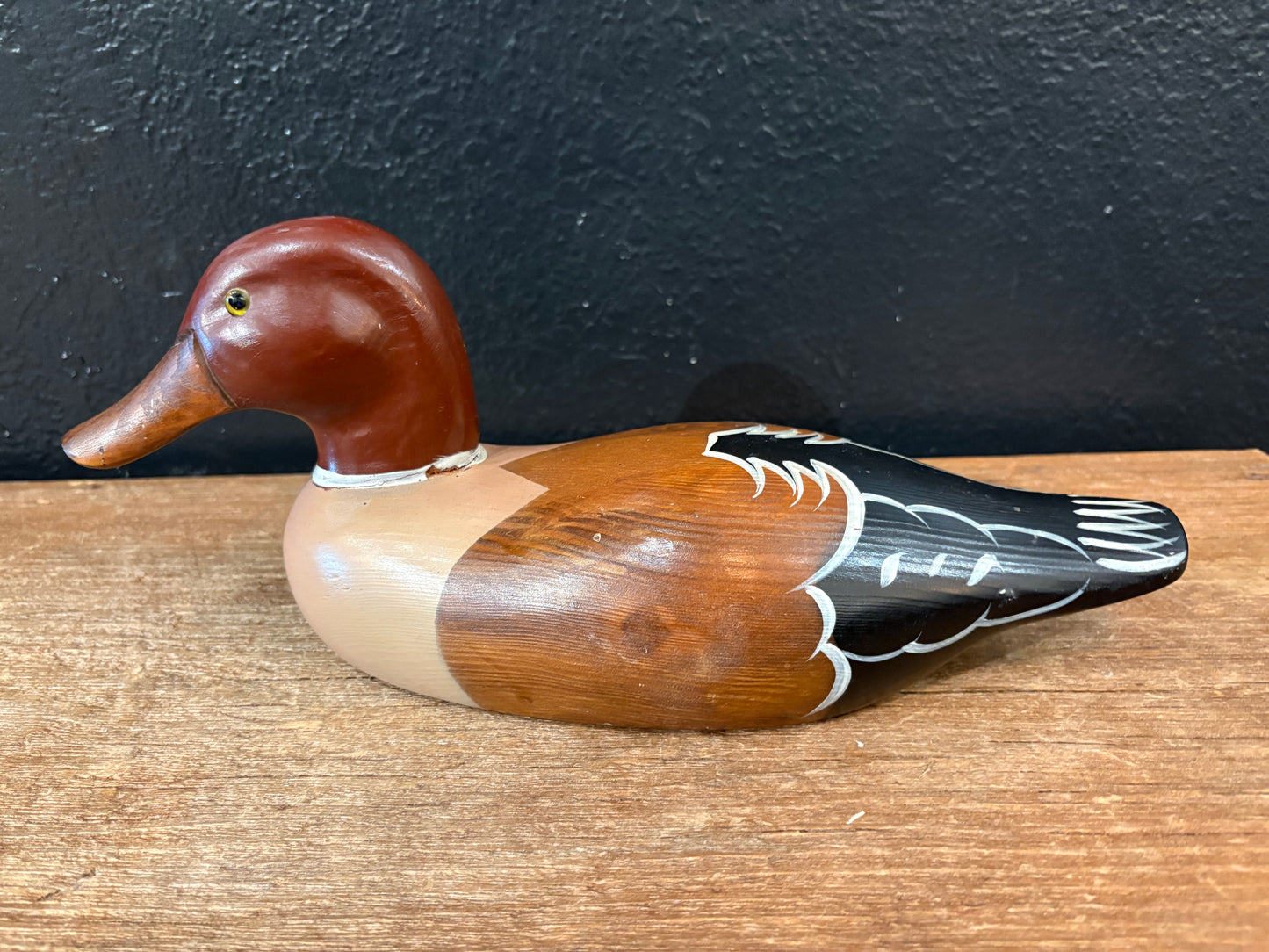 Vintage Wooden Duck | Brown Head