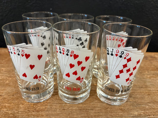 Vintage Poker Themed Highball Glasses