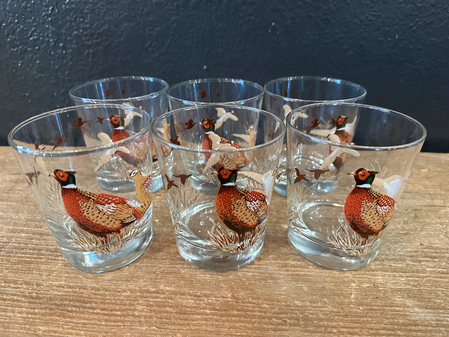 Vintage Pheasant Old Fashioned Glasses | Set Of 6