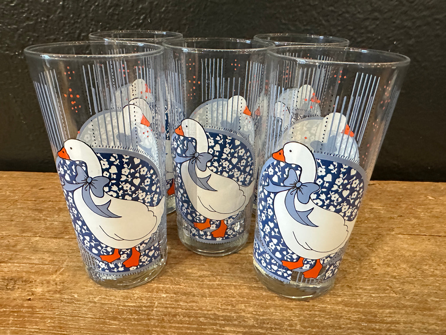 Vintage Porch Goose Glasses | Set of 5