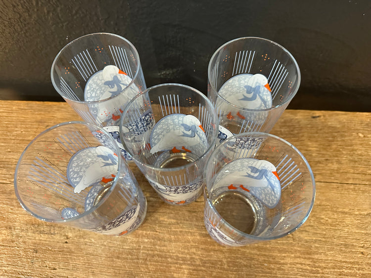 Vintage Porch Goose Glasses | Set of 5