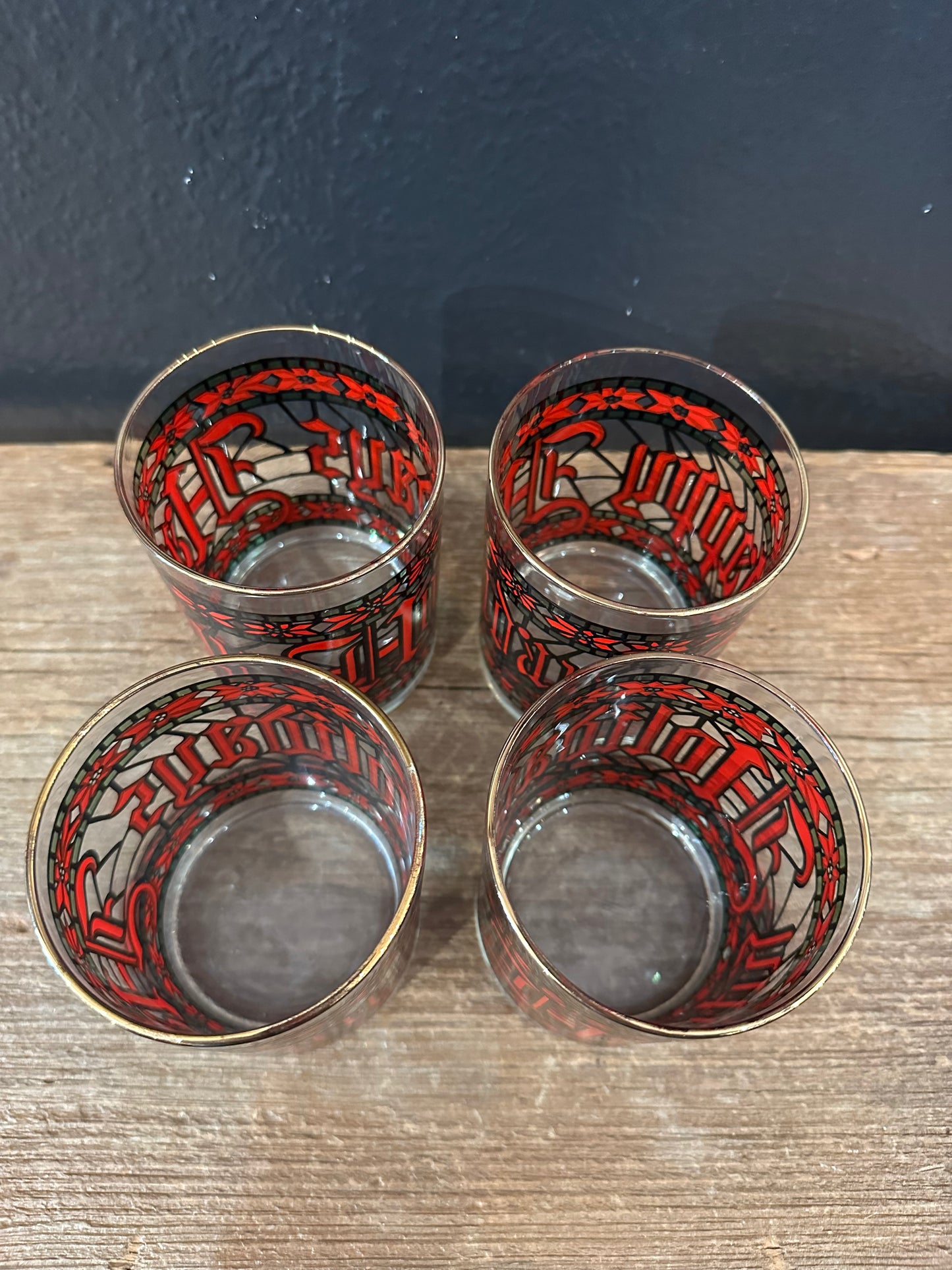 Vintage Houze Happy Holiday Rocks Glasses | Set Of 4