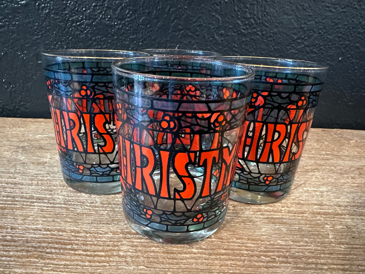 Vintage Merry Christmas Rocks Glasses | Set Of 4