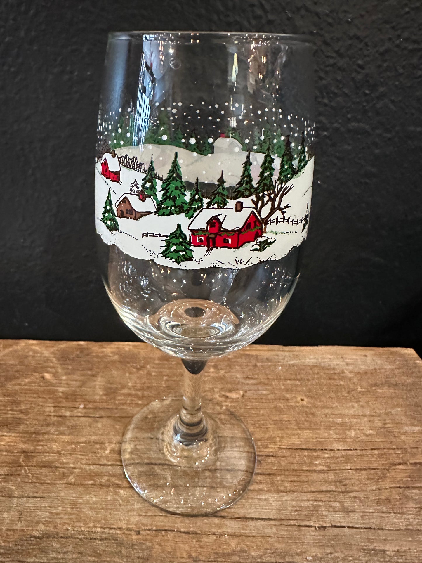Vintage Winter Scene Wine Glasses | Set Of 4