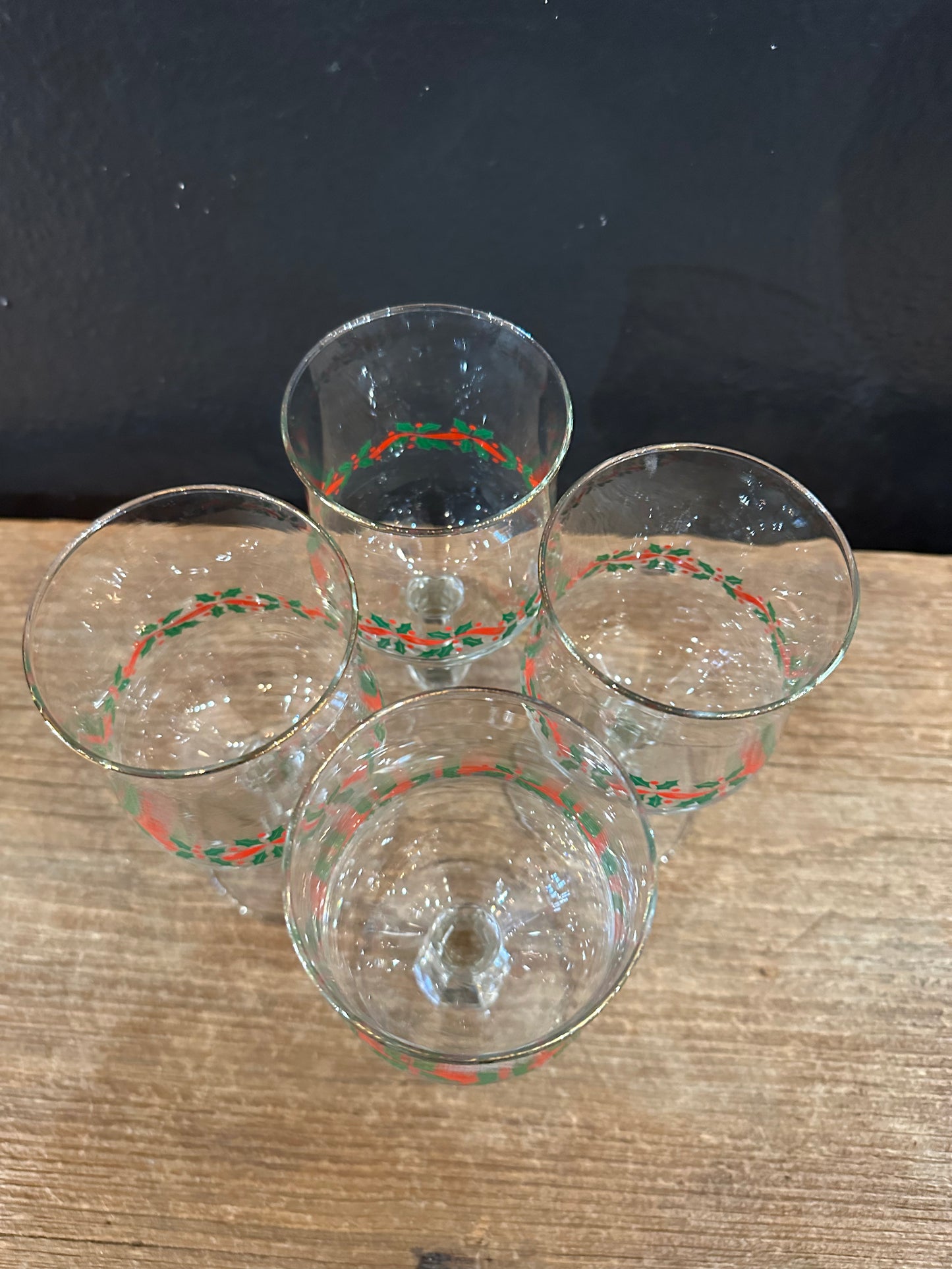 Vintage Libbey Holly Berry Wine Glasses | Set Of 4