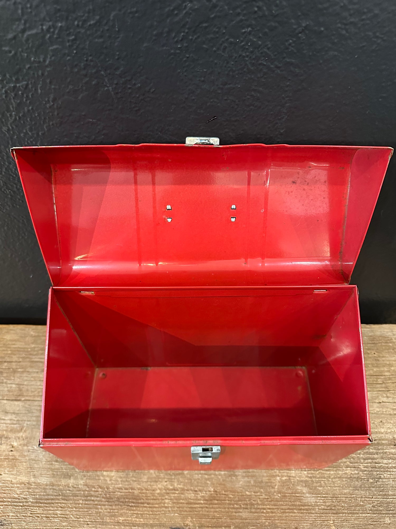 Vintage Red Metal Storage Box