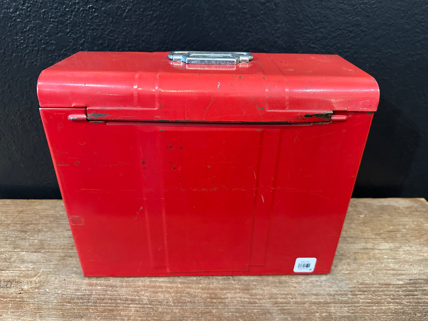 Vintage Red Metal Storage Box