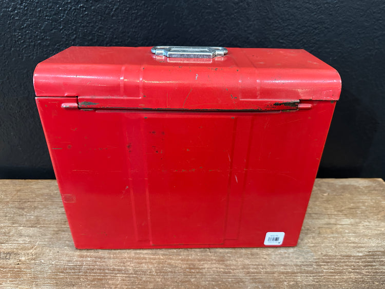 Vintage Red Metal Storage Box