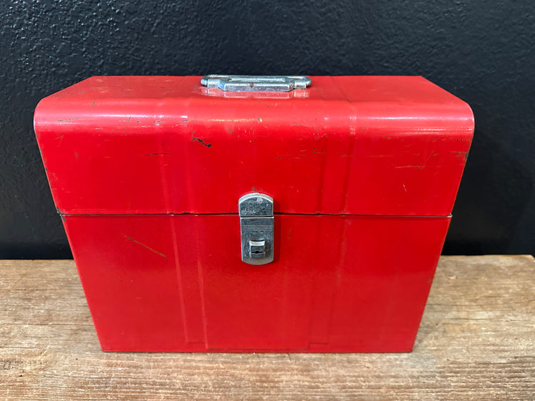 Vintage Red Metal Storage Box