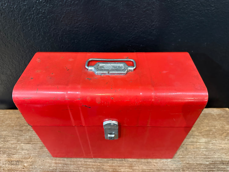 Vintage Red Metal Storage Box